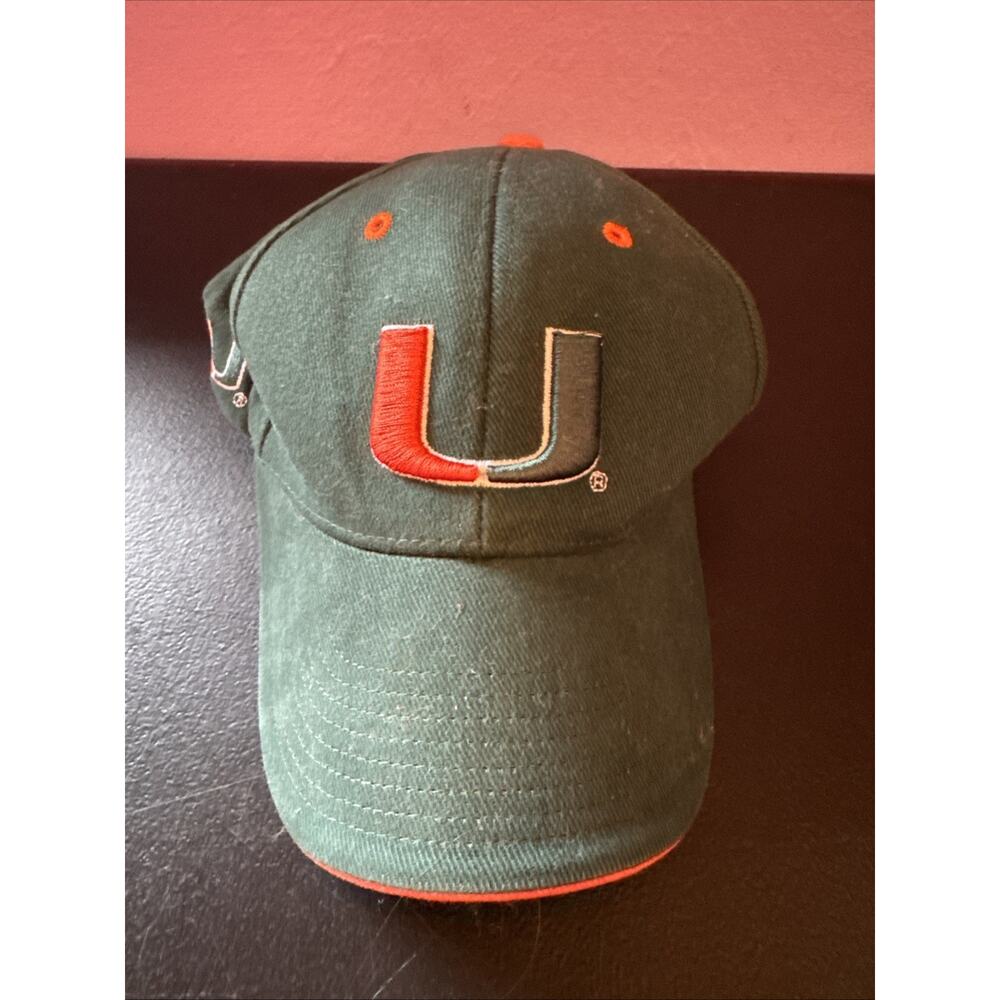 University of Miami Hurricanes Canes Hat Embroidered Logo Green U Signatures!